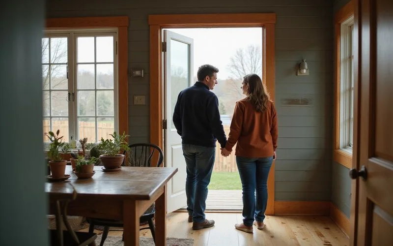 Ryan walking through a house with a homeowner