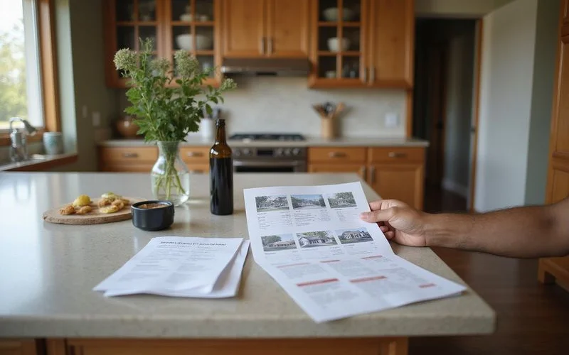 A comparative market analysis and net sheet on a kitchen island