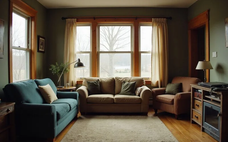 Empty furnished living room in an older Twin Cities house