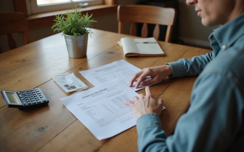 Homeowner comparing contractor bids and a net sheet