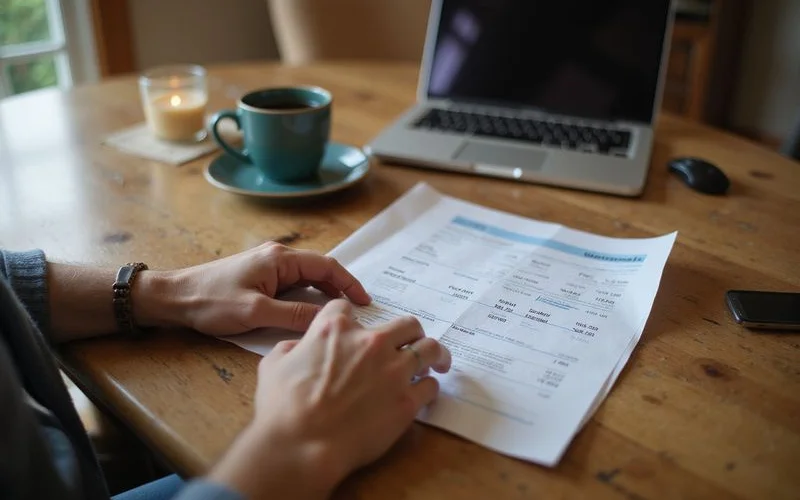 Homeowner reviewing a mortgage statement at home