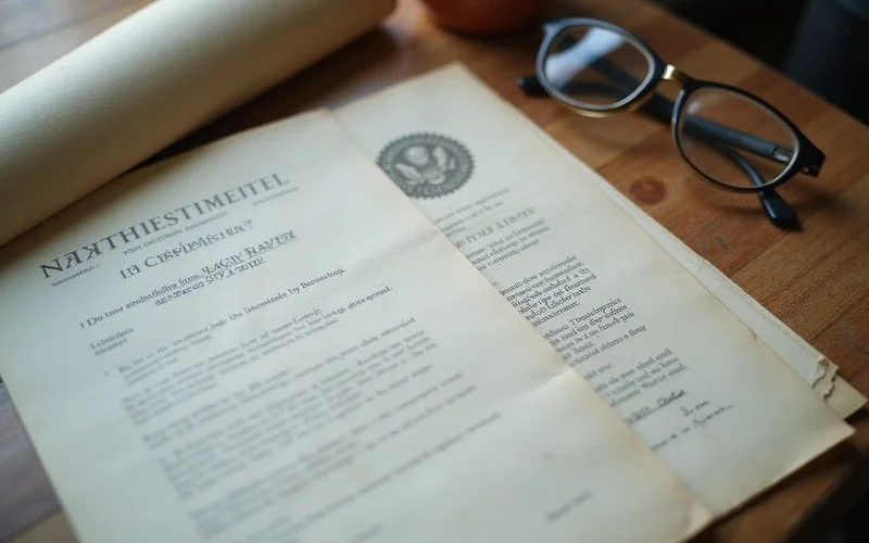 Letters testamentary and a death certificate on a desk