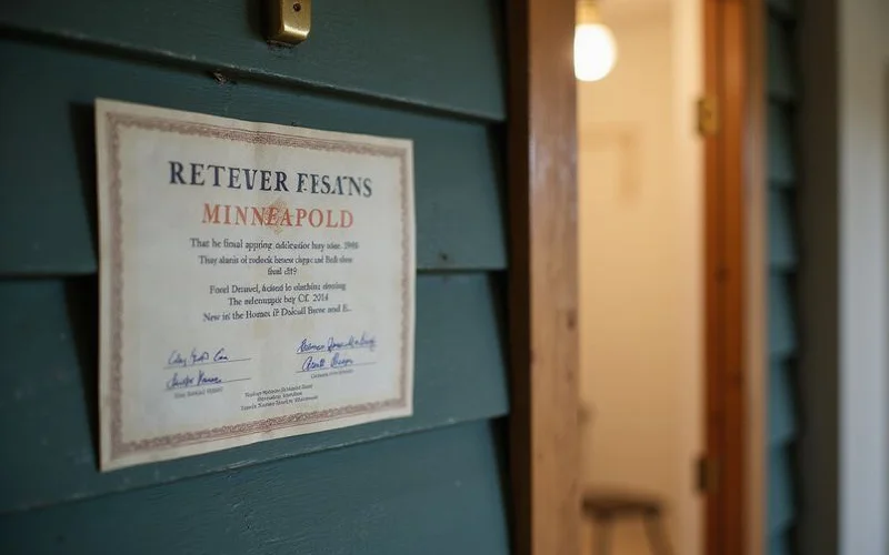 Rental license certificate posted inside a duplex entry