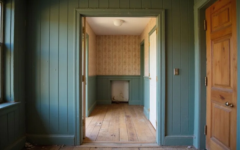 Renovated and dated rooms side by side in the same house