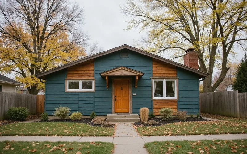 Suburban split-level house in spring