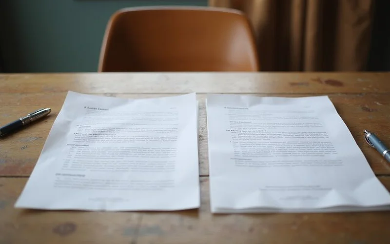 Two copies of the same document side by side on a table