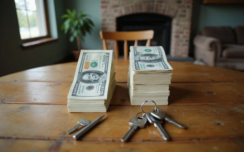 Two stacks of cash comparing equity kept versus lost