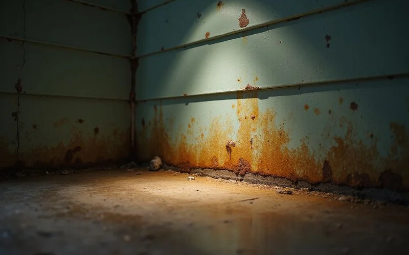 Water-stained basement wall in an older Minneapolis house