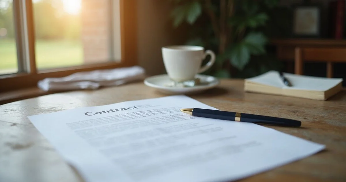 Contract document with a Minnesota statute reference and a pen