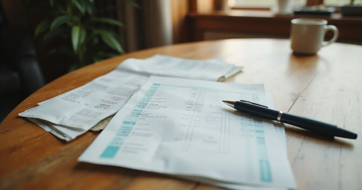 Pay stubs and bank statements organized for a loan application