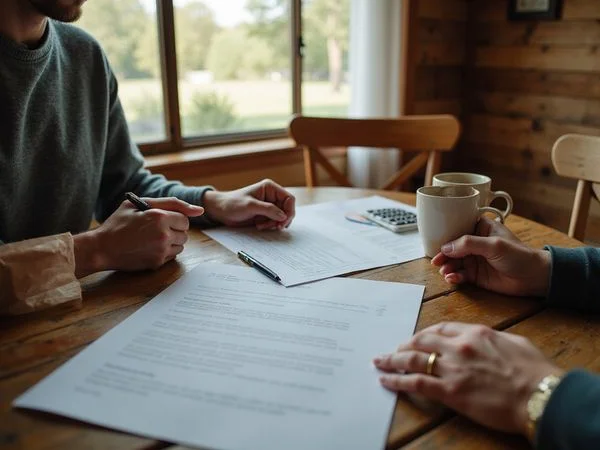 Ryan and a homeowner reviewing a listing agreement