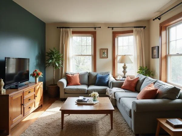 Decluttered living room ready for listing photos