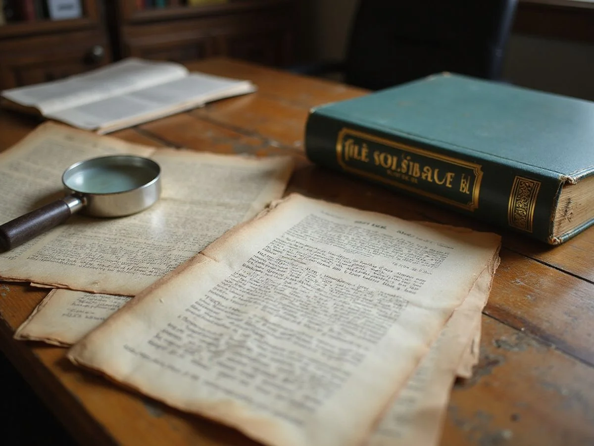 Title abstract and recorded deeds on a desk