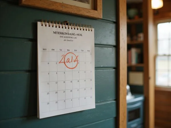 Calendar with a sale date circled