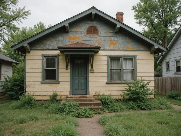 Worn rental house exterior